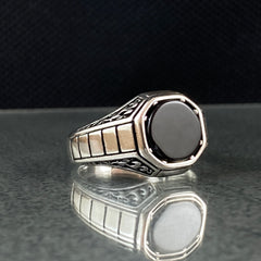 Black Onyx Stone 925 Sterling Silver Men Ring