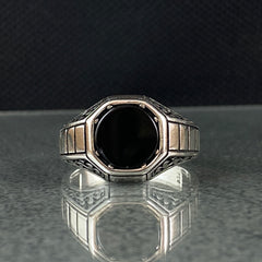 Black Onyx Stone 925 Sterling Silver Men Ring