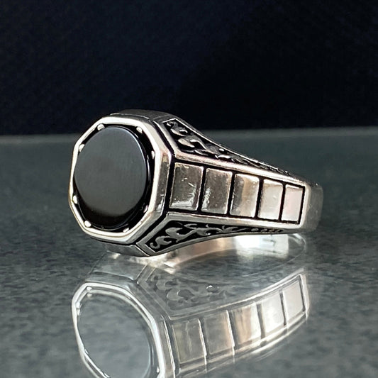 Black Onyx Stone 925 Sterling Silver Men Ring