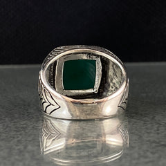 Green Agate Stone 925 Sterling Silver Handmade Ring