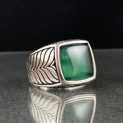 Green Agate Stone 925 Sterling Silver Handmade Ring