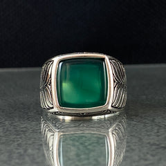 Green Agate Stone 925 Sterling Silver Handmade Ring