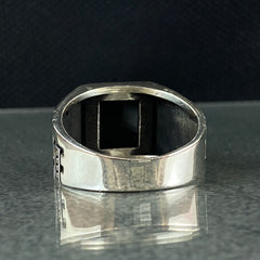 Square Onyx Black Stone 925 Sterling Silver Men Ring