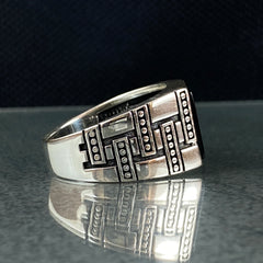 Square Onyx Black Stone 925 Sterling Silver Men Ring