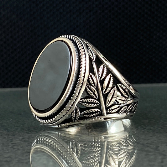 Oval Onyx Stone 925 Sterling Silver Ring