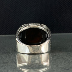 Brown Tiger Eye Stone 925 Sterling Silver Men Ring