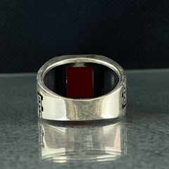 Square Red Agate Stone 925 Sterling Silver Ring