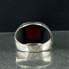 Red Agate Gemstone 925 Solid Silver Men Ring