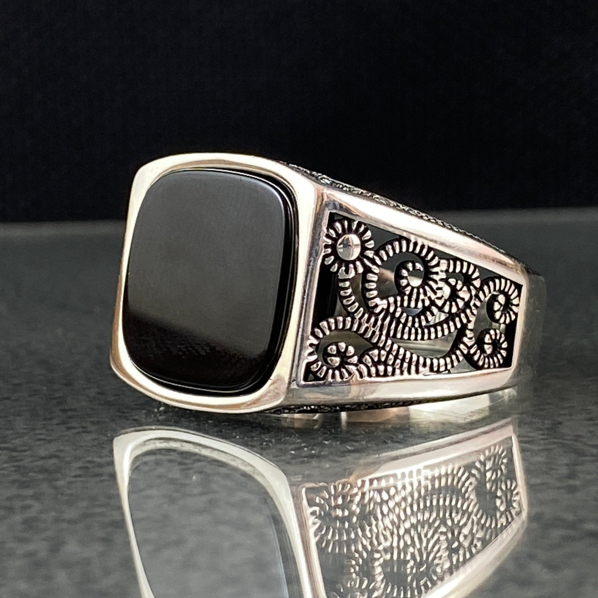 Black Onyx Stone 925 Sterling Silver Handmade Men Ring