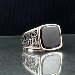 Black Onyx Stone 925 Sterling Silver Handmade Men Ring