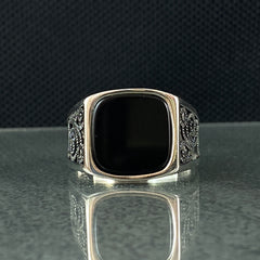 Black Onyx Stone 925 Sterling Silver Handmade Men Ring