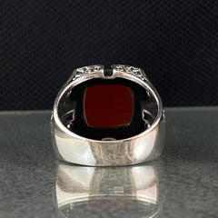 Red Agate Gemstone 925 Sterling Silver Handmade Ring