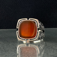 Red Agate Gemstone 925 Sterling Silver Handmade Ring