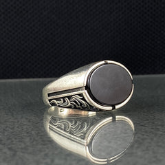 Black Onyx Stone 925 Sterling Silver Men Handmade Ring