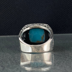 Blue Turquoise Stone 925 Solid Silver Handmade Ring