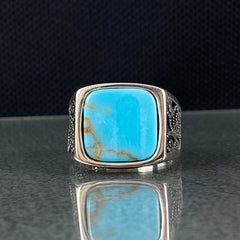 Blue Turquoise Stone 925 Solid Silver Handmade Ring