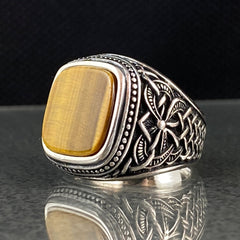 Brown Tiger Eye Stone 925 Sterling Silver Handmade Ring