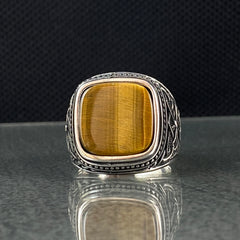 Brown Tiger Eye Stone 925 Sterling Silver Handmade Ring