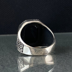 Black Onyx Stone 925 Sterling Silver Men Ring