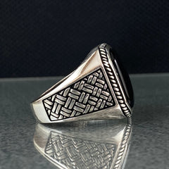 Black Onyx Stone 925 Sterling Silver Men Ring