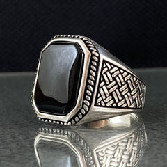 Black Onyx Stone 925 Sterling Silver Men Ring