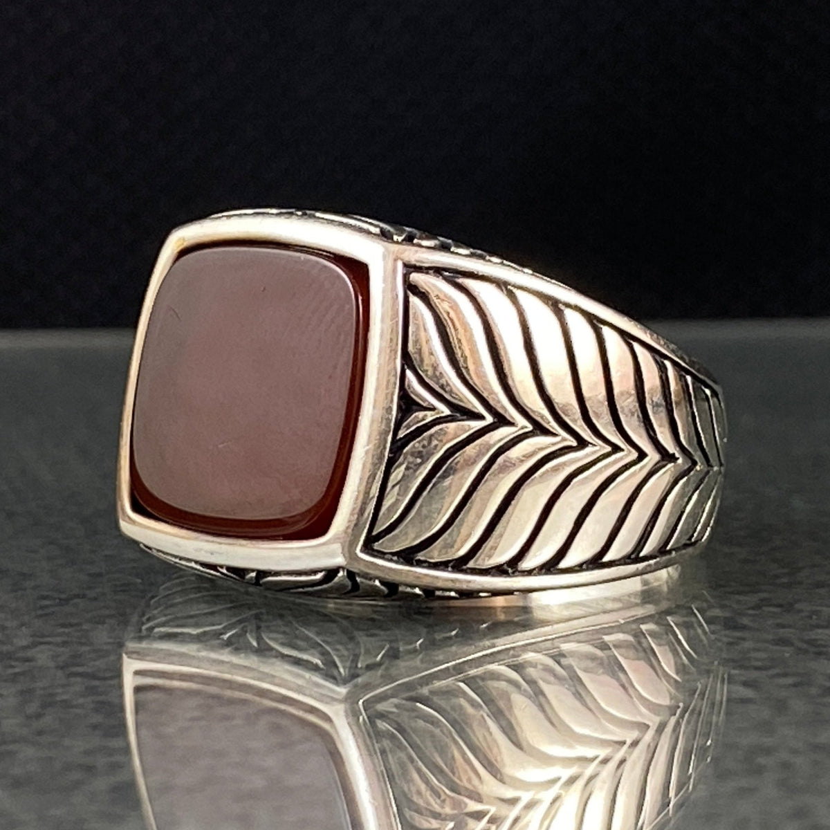 Agate Gemstone 925 Sterling Silver Handmade Ring