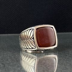 Agate Gemstone 925 Sterling Silver Handmade Ring