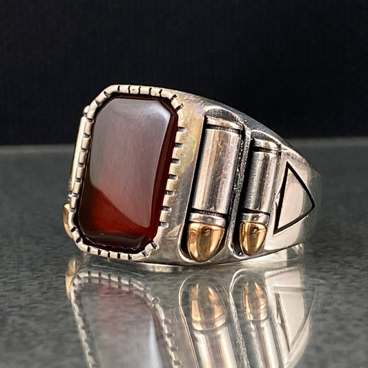 Red Agate Gemstone 925 Sterling Silver Handmade Ring