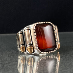 Red Agate Gemstone 925 Sterling Silver Handmade Ring