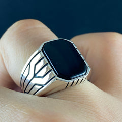 Black Onyx Gemstone 925 Sterling Silver Handmade Ring