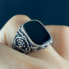 Black Onyx Stone 925 Sterling Silver Men Ring