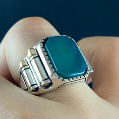 Green Agate Gemstone 925 Sterling Silver Handmade Ring