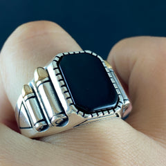 Black Onyx Stone 925 Sterling Silver Handmade Ring