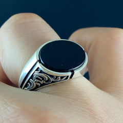 Black Onyx Stone 925 Sterling Silver Men Handmade Ring