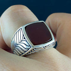 Agate Gemstone 925 Sterling Silver Handmade Ring