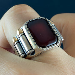 Red Agate Gemstone 925 Sterling Silver Handmade Ring