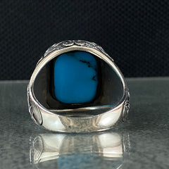 Blue Turquoise Stone 925 Sterling Silver Ring