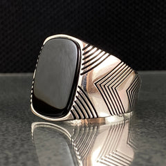 Black Onyx Stone 925 Solid Silver Handmade Ring