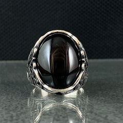 Oval Onyx Gemstone 925 Sterling Silver Handmade Ring