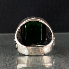 Anillo de plata maciza de piedra esmeralda 925, anillo de piedra preciosa esmeralda verde 