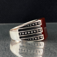 Red Agate 925 Solid Silver Handmade Men Ring