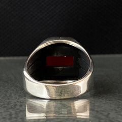 Red Agate Gemstone 925 Sterling Silver Men Ring