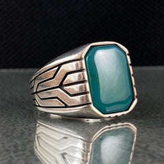 Green Agate Gemstone 925 Sterling Silver Handmade Ring