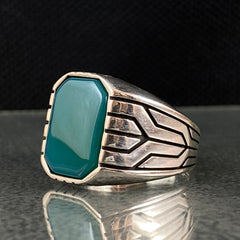 Green Agate Gemstone 925 Sterling Silver Handmade Ring