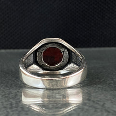 Minimalist Pinky Red Ruby Stone 925 Solid Silver Ring