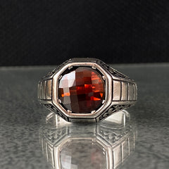 Minimalist Pinky Red Ruby Stone 925 Solid Silver Ring