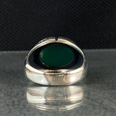 Anillo de plata maciza de piedra esmeralda 925, anillo de piedra preciosa esmeralda verde 