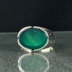 Green Agate Stone 925 Solid Silver Handmade Ring