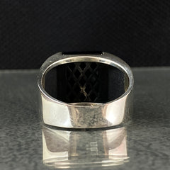 Square Black Onyx Gemstone 925 Sterling Silver Ring