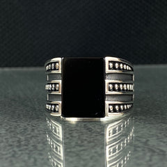 Square Black Onyx Gemstone 925 Sterling Silver Ring